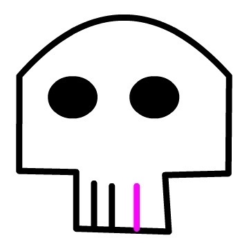 Simple cartoon skull with a pink tooth that is the logo for this music project